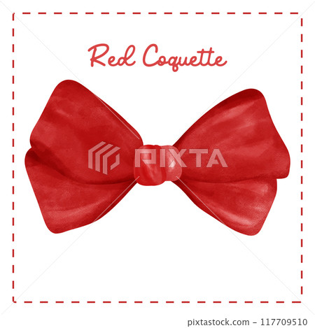 Red Coquette bow tie vintage Aesthetic watercolor vector Red Coquette bow tie vintage Aesthetic watercolor vector 117709510