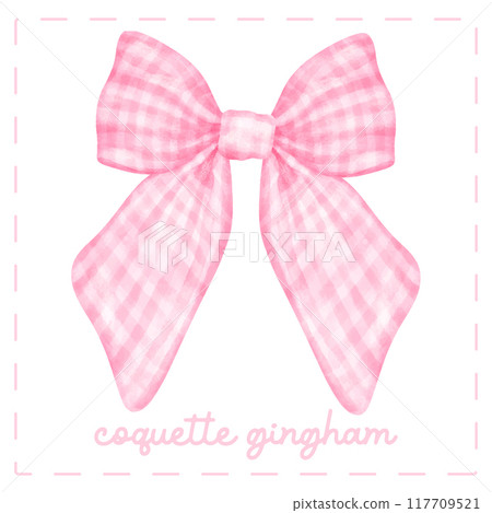 Coquette pink Gingham bow hair vintage feminine Aesthetic watercolor Coquette pink Gingham bow hair vintage feminine Aesthetic watercolor 117709521
