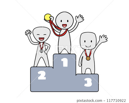 Illustration of people standing on a podium Illustration of people standing on a podium 117710922