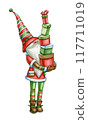 Funny  Christmas gnome holding gifts, isolated on white.  117711019