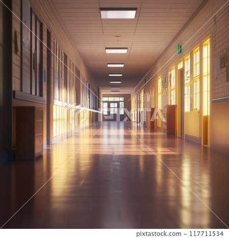 空蕩蕩的學校走廊 117711534