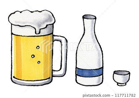 Draft beer and sake Draft beer and sake 117711782