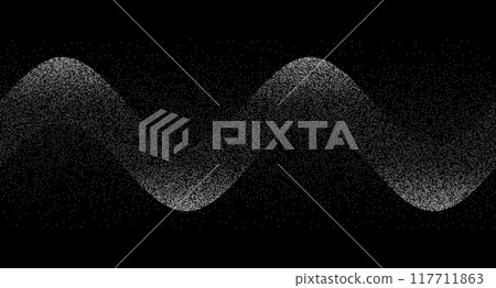 Abstract art background with white dots like waves. Stipple optical illusion effect. Big Data concept. Abstract art background with white dots like waves. Stipple optical illusion effect. Big Data concept. 117711863