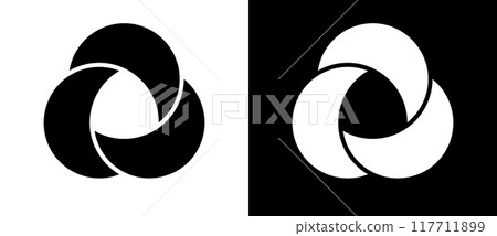Abstract background with spiral. Art lines design logo or icon. A black figure on a white background and an equally white figure on the black side. 117711899