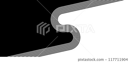 Abstract background with lines. Day and night concept. Striped vector background with black parallel lines. Letter S concept. 117711904