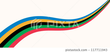 Abstract colorful background with dynamic wave lines. Red, Green, Black, Yellow and Blue colors parts. Abstract colorful background with dynamic wave lines. Red, Green, Black, Yellow and Blue colors parts. 117711943