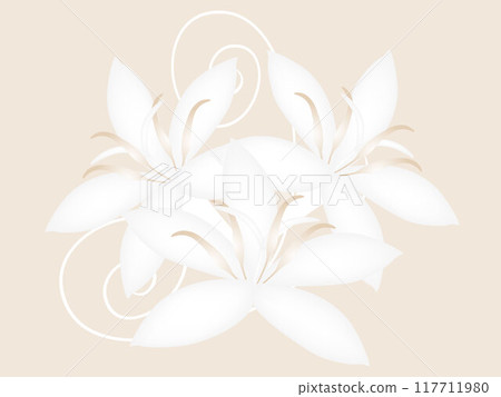 Coffee flowers isolated on a beige background, design. 117711980