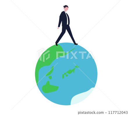 行走在地球上的商人。向量圖 行走在地球上的商人。向量圖 117712043