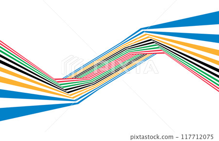 Abstract zigzag colorful background. Red, Green, Black, Yellow and Blue colors lines. 117712075