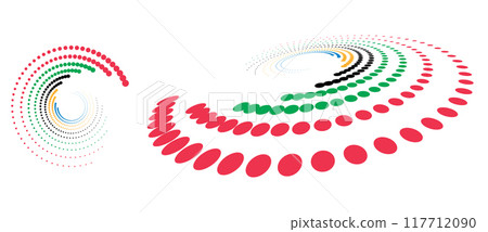 Abstract colorful dotted background. Red, Green, Black, Yellow and Blue colors halftone dots. Abstract colorful dotted background. Red, Green, Black, Yellow and Blue colors halftone dots. 117712090