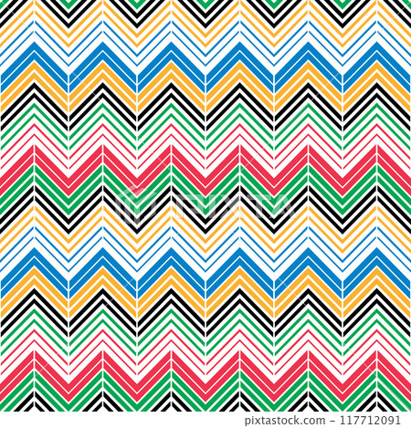 Seamless abstract background with color lines. Red, Green, Black, Yellow and Blue colors pattern. 117712091