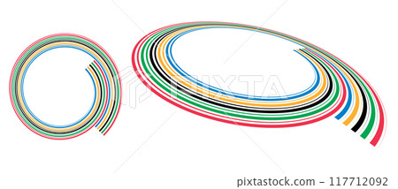 Abstract colorful background in circle. Red, Green, Black, Yellow and Blue colors spiral lines. Abstract colorful background in circle. Red, Green, Black, Yellow and Blue colors spiral lines. 117712092