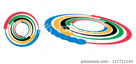 Abstract colorful dotted background. Red, Green, Black, Yellow and Blue colors halftone dots. 117712144