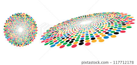Abstract colorful dotted background. Red, Green, Black, Yellow and Blue colors halftone dots. Abstract colorful dotted background. Red, Green, Black, Yellow and Blue colors halftone dots. 117712178