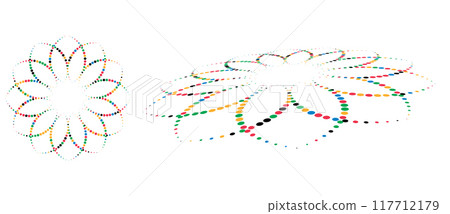 Abstract colorful dotted background. Red, Green, Black, Yellow and Blue colors halftone dots. Abstract colorful dotted background. Red, Green, Black, Yellow and Blue colors halftone dots. 117712179