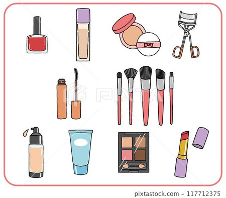 Illustration set of various cosmetics 117712375
