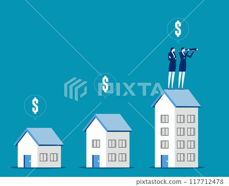 Successful business team on tallest building with highest profit. Property investment business concept. 117712478