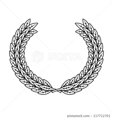 Illustration of laurel wreath. Design element for logo, label, sign, emblem. Vector illustration Illustration of laurel wreath. Design element for logo, label, sign, emblem. Vector illustration 117712701
