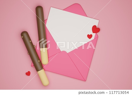 message letter with pepero pocky 3D graphic 117713054
