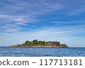 Gunkanjima seen from the sea 117713181