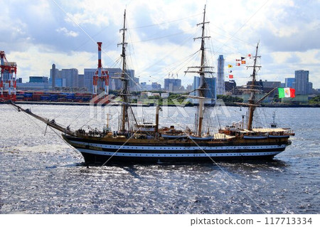Crossing the Pacific Ocean to Tokyo Port... "The most beautiful ship in the world" Queen of the Sea [Amerigo Vespucci] 117713334