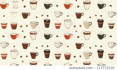 Coffee cup seamless pattern 117713520