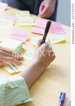 A woman who makes issues visible through teamwork A woman who makes issues visible through teamwork 117713723