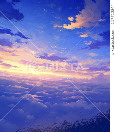 Dawn sea of clouds AI image 117713844