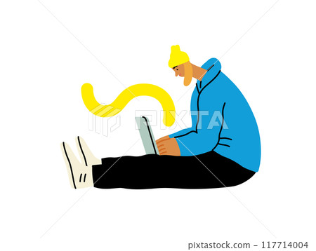 Creative workspace, modern flat vector concept illustration of a woman working sitting with a computer Remote work, flexibility, independence, efficiency, mobility, synergy, freedom Creative workspace, modern flat vector concept illustration of a woman working sitting with a computer Remote work, flexibility, independence, efficiency, mobility, synergy, freedom 117714004