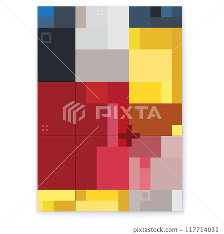 Design a bold geometric abstract poster with vibrant colors and stylish shapes for a modern look 117714031