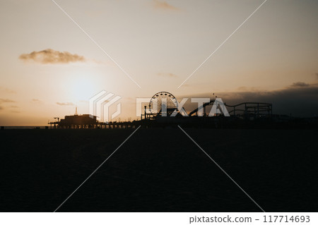 Ferris wheel at Santa Monica Beach 117714693