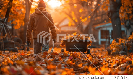 Autumn Yard Cleanup 117715183