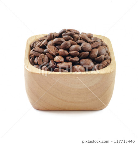 Coffee beans isolate close up on white background . 117715440