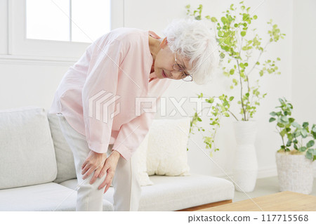 膝痛客廳的高級女性 117715568