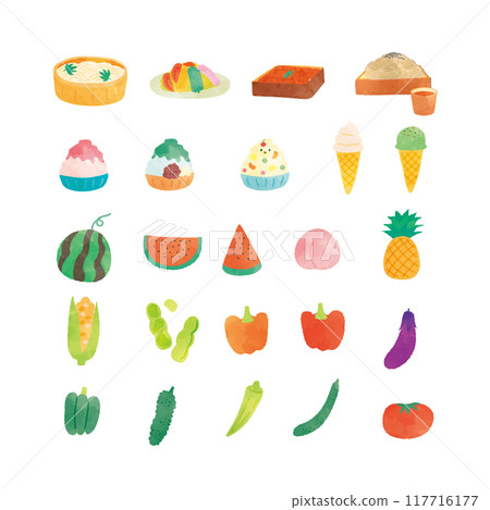 Watercolor summer delicious food material 117716177