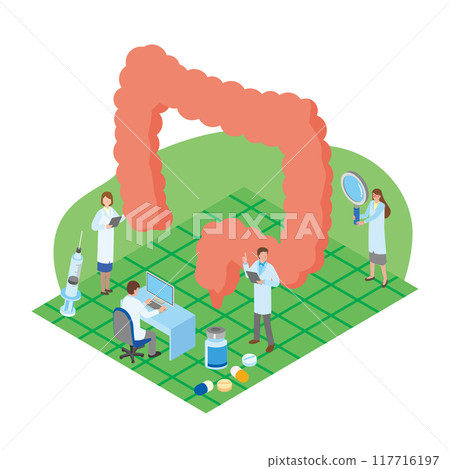 Illustration of a colon examination Illustration of a colon examination 117716197