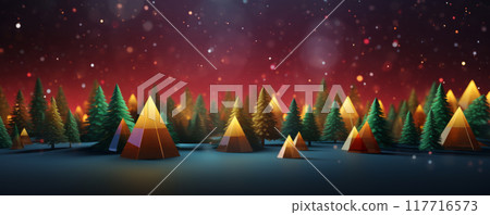 Magical Festive Forest with Golden Pyramids 117716573