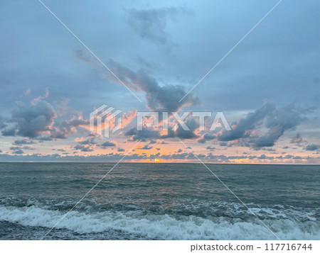 Beautiful red and Blue sky with sea 117716744