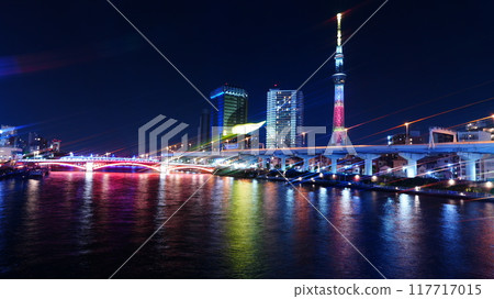 從隅田川看到的夜景和東京晴空塔 117717015