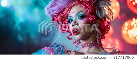 Vibrant Drag Queen in Neon Light 117717060