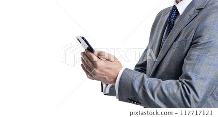 Texting businessman chatting in blog. Communication. Businessman texting on phone i Texting businessman chatting in blog. Communication. Businessman texting on phone i 117717121