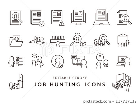 Job hunting and career change related icon set 4 (monochrome) 117717132