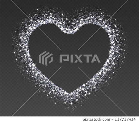 Heart glitter frame, silver sparkle border, shiny sequins texture, luxury Valentines Day design. Heart glitter frame, silver sparkle border, shiny sequins texture, luxury Valentines Day design. 117717434