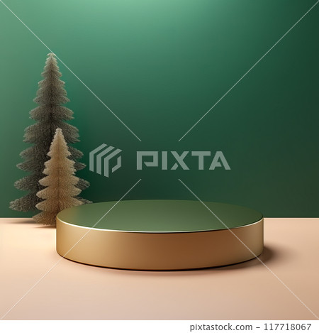 Warm Beige and Green Minimalistic Winter Display 117718067