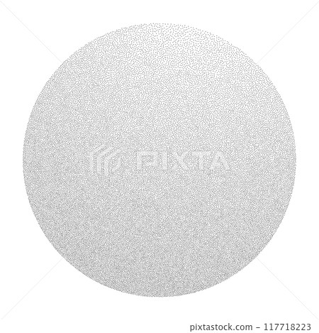 Round sphere grain dot effect, monochrome random sand noise circle. Trendy modern splater. Dot gradient pointillism. Round sphere grain dot effect, monochrome random sand noise circle. Trendy modern splater. Dot gradient pointillism. 117718223