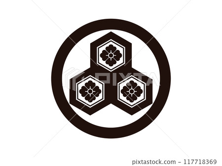 Three-layered circle with tortoise shell and flower horns 117718369