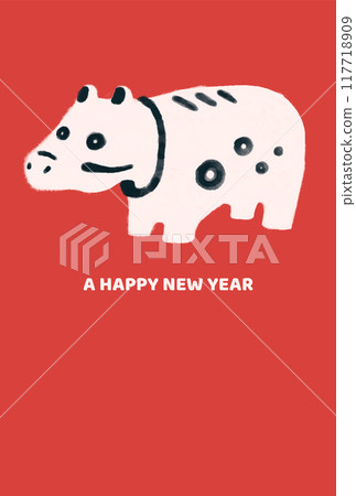 Simple New Year's card template with red beko 117718909
