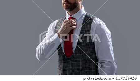 menswear for man in studio. cropped view of man wearing menswear. man wear menswear 117719420