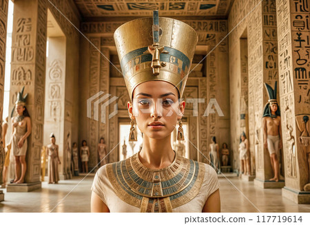 Portrait of the majestic and beautiful Egyptian Queen Nefertiti 117719614