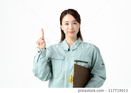 Young business woman in work clothes to guts pose Young business woman in work clothes to guts pose 117719913